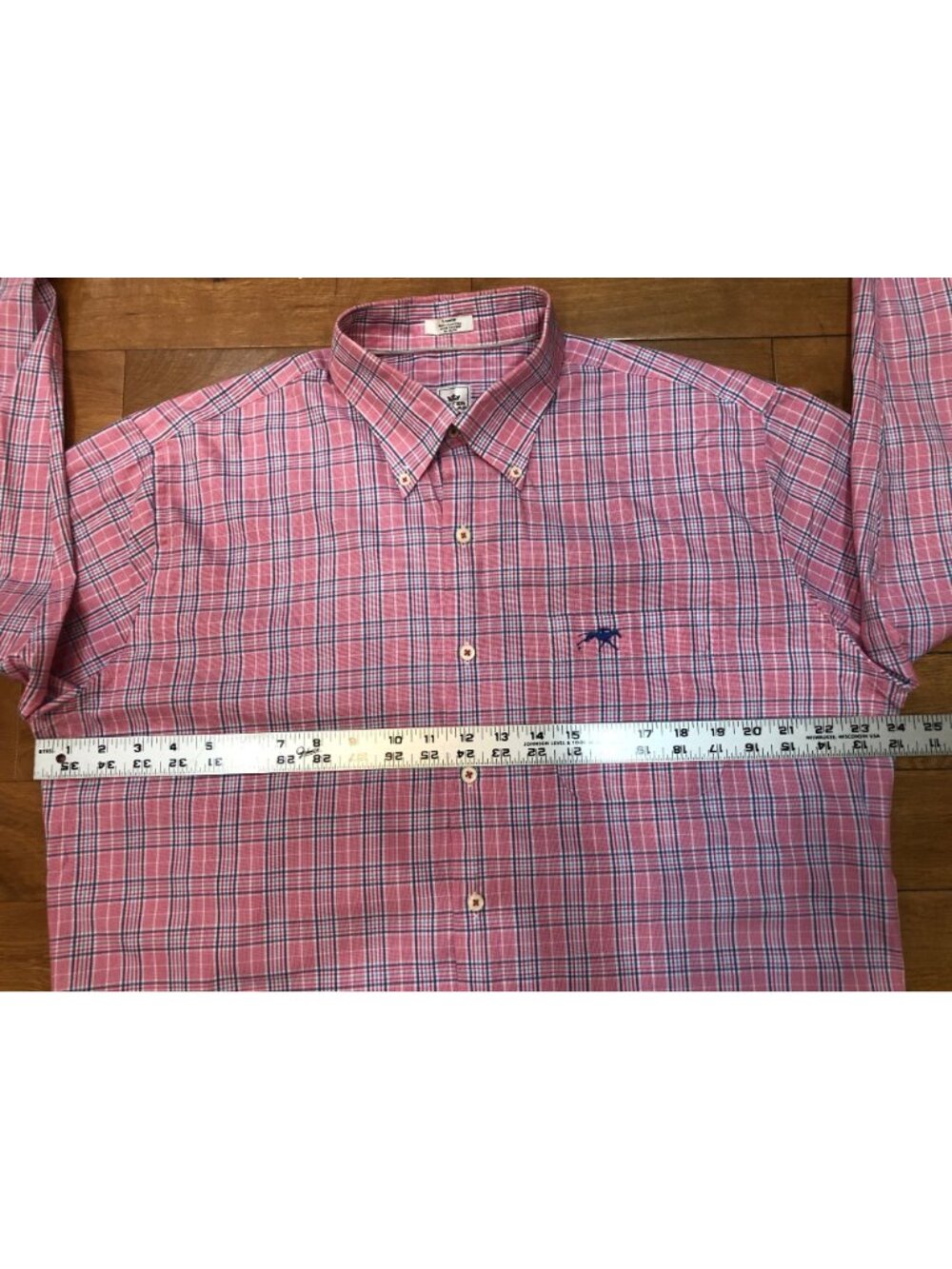 Peter Millar Men's Size L 100% Cotton Pink Plaid Long Sleeve Button-Down Shirt - Picture 7 of 9